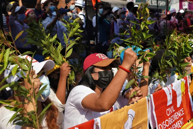 protesters in Myanmar. photo.